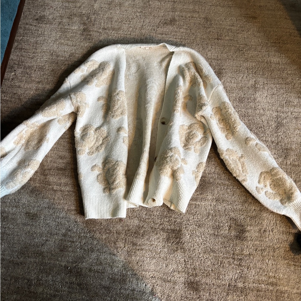Mystree Cream and Tan Floral Cardigan